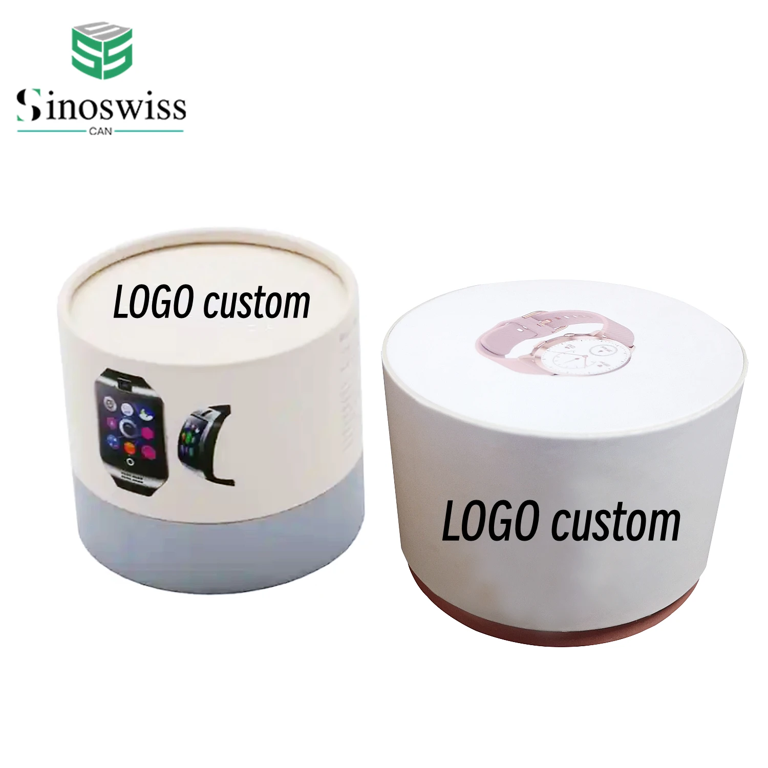 Cosmetic Paper Gift Custom Candle Boxes Packaging Round Paper Box for Watch With Clear Pvc Window Eva Mat