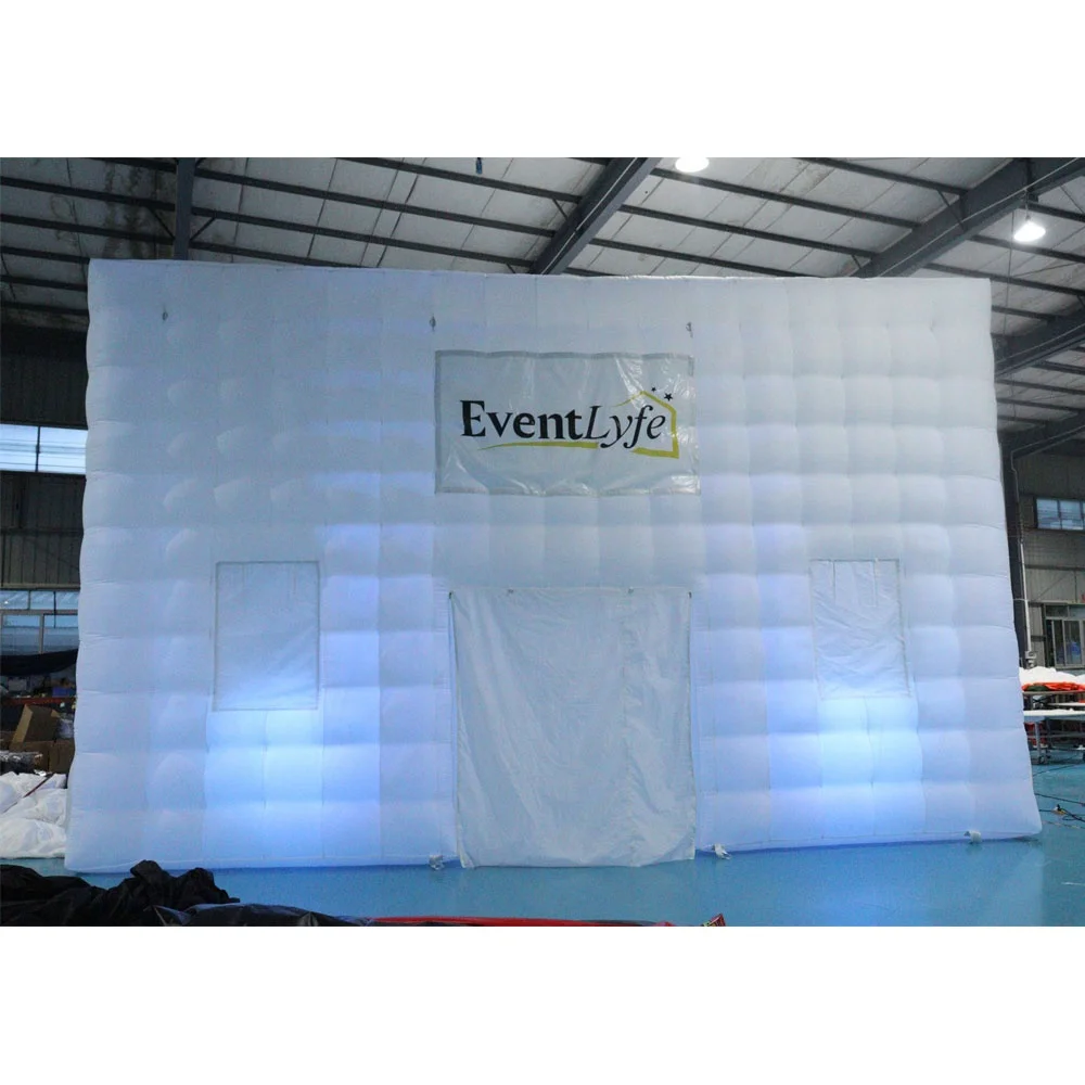 factory price custom giant outdoor blow up cube tent LED inflatable bar