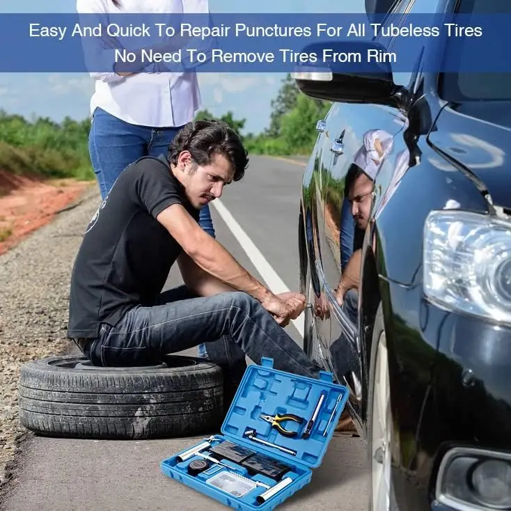 Tire Repair Kit - 68pcs Heavy Duty Tire Plug Kit, Universal Tire Repair Tools to Fix Punctures and Plug Flats Patch Kit