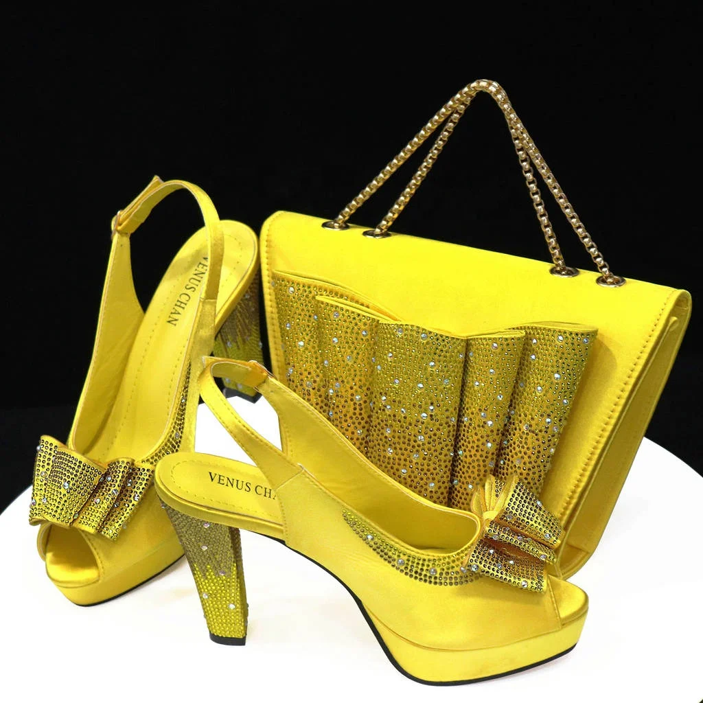 Allgreat  Italian Shoe and Bag Set New 2024 Women Shoes and Bag Set In Italy yellow Italian Shoes with Matching Bag