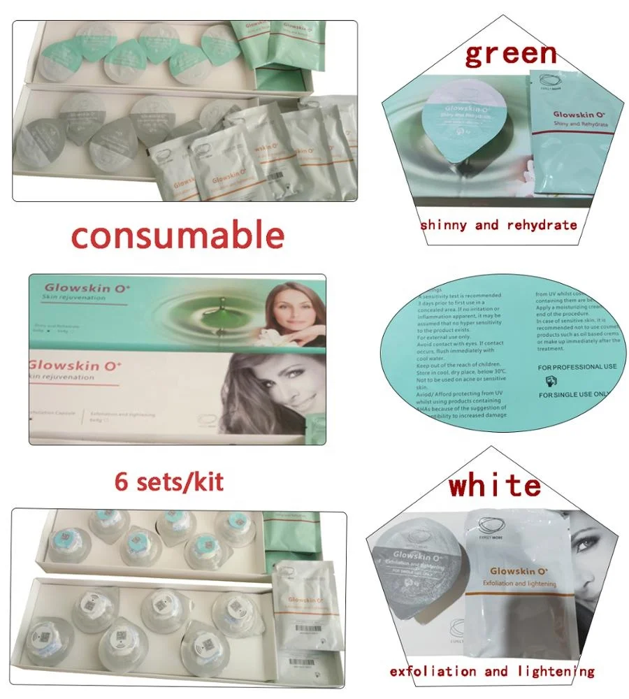 Glowskin Capsule Green Kit Skin Rejuvenation Kits Capsules CO2 Tightening Shiny and Exfoliation gel spa Product