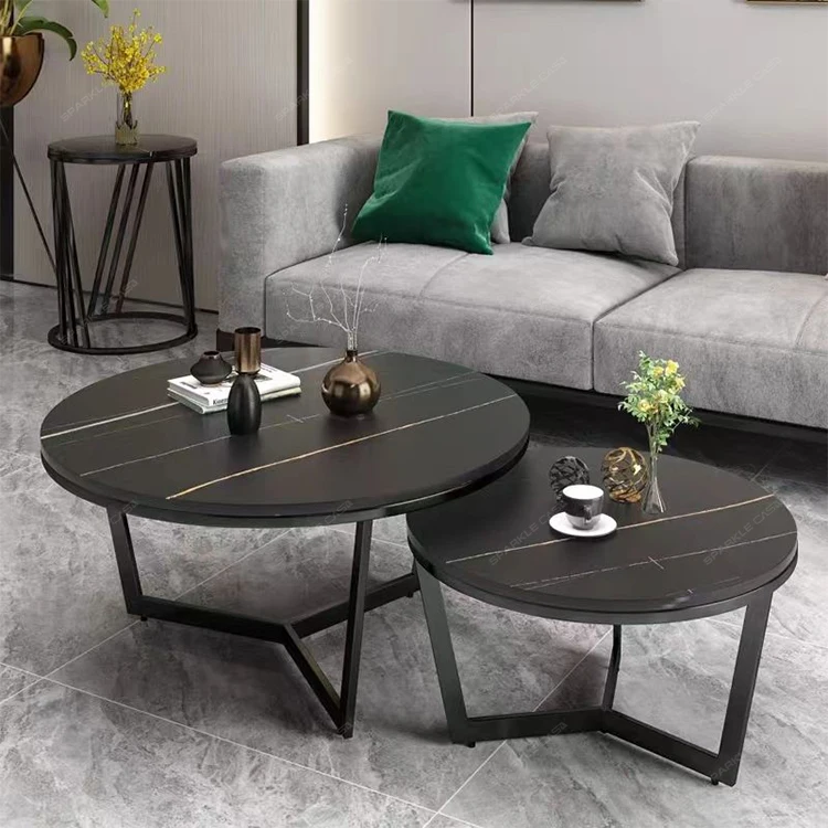 SPARKLE Modern Gold Stainless Steel Leg round marble top round living room home furniture luxury side coffee tea table