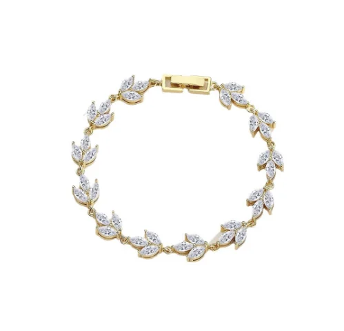Live stream jewelry leaf zircon gold bracelets bangles elegant manufacturers wholesale