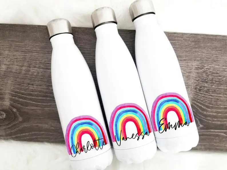 Cola shaped double paroie swelling water bottle stainless steel sublimation glitter custom