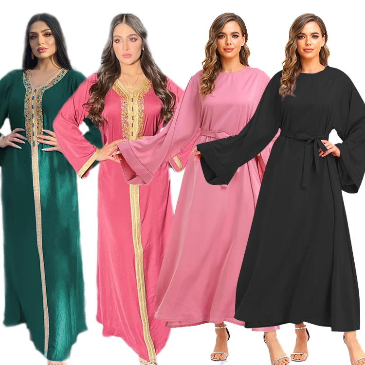 OEM New Ramadan Eid Ladies Muslim Dresses Kaftan Middle East Abaya Kimono Jalabiya Dubai Maxi Long Dress For Women