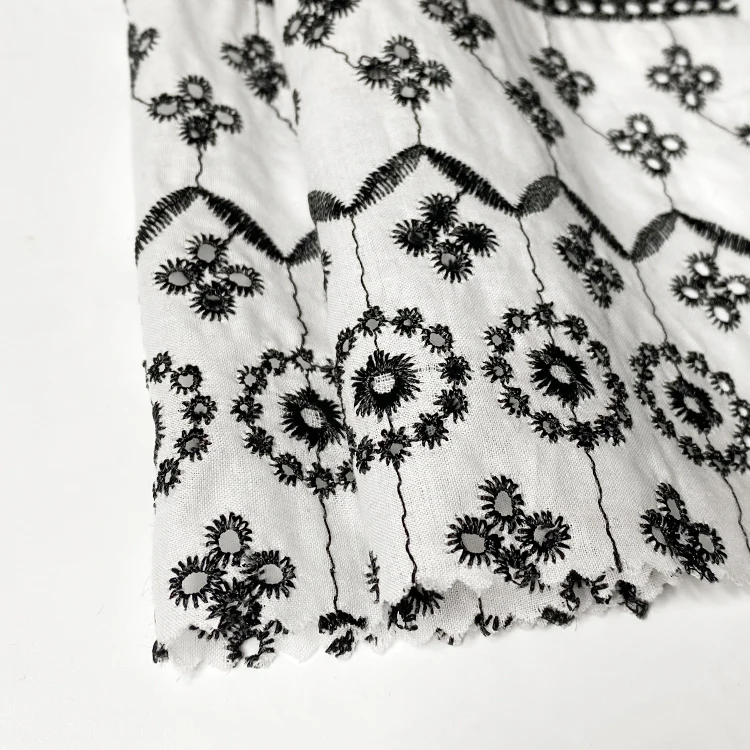 Топ женский модный однотонный окрашенный базовый цветной ушко Цветочная полоса вышитая ткань для одежды