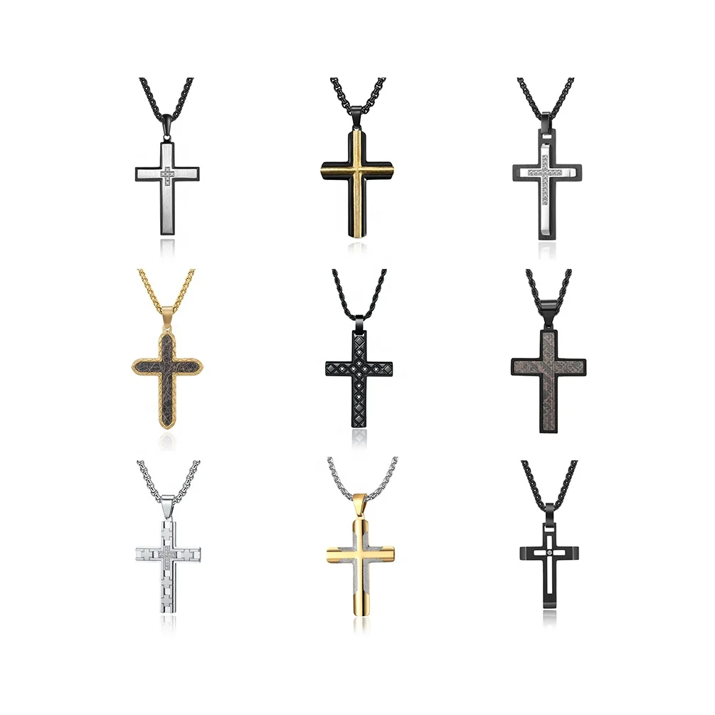 Alin 2023 Brand New Stainless Steel Cross Pendant IP Plating Limited Mens Necklaces In Stock Wholesale