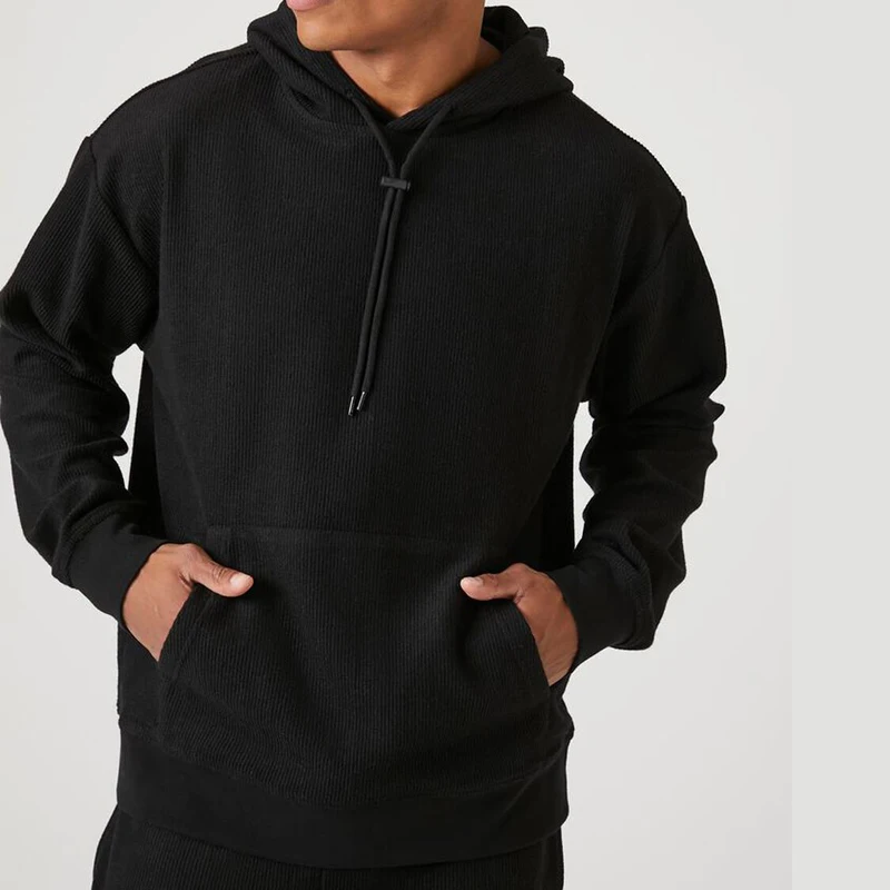 Plain Yellow Black Hoodie Wholesale Custom Embroidery Logo Men Oversized Hoodie