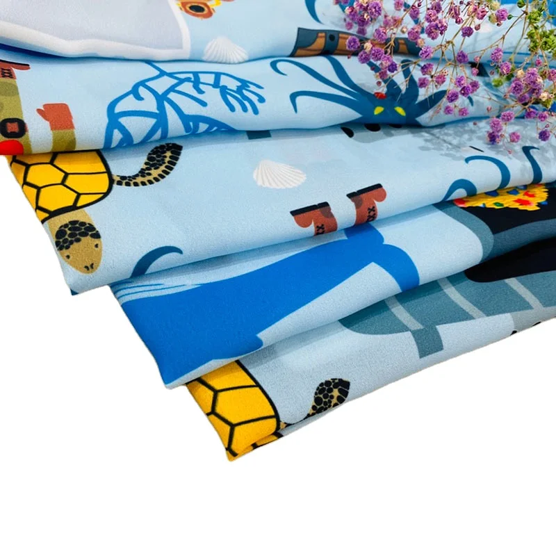 Custom color&print soft handfeeling 100% polyester 75D moss crepe flower printed fabric for dress