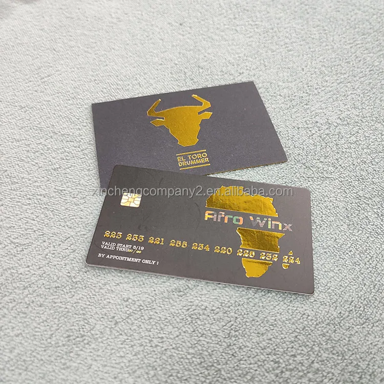 Double sided gold foil printed thick matt black card business cards