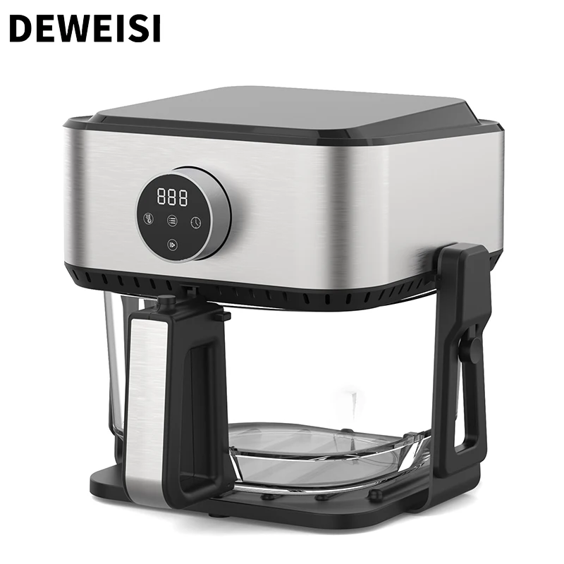 Household multi-use kitchenware electric air fryer with viewing window glass food container electric grill