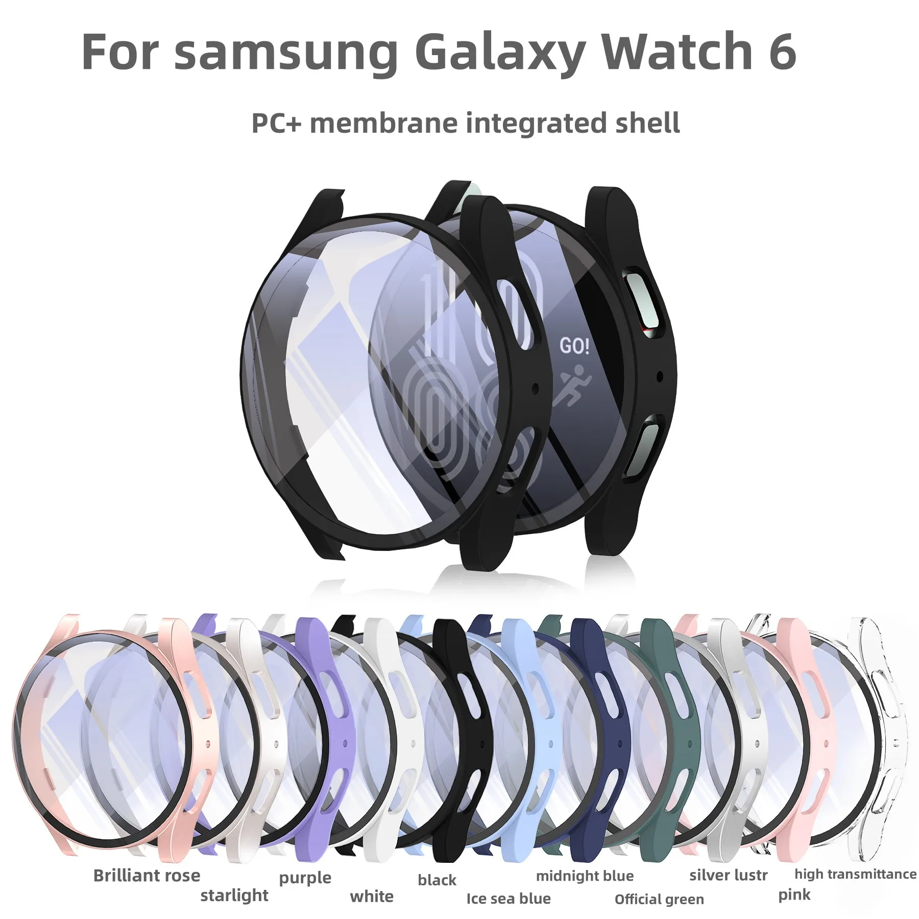 PC Case Glass for Samsung Galaxy Watch 6 40mm 44mm Screen Full Cover On Watch 6 7 Film Hard Frame Cases