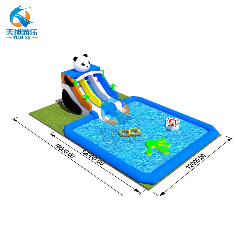 China Outdoor Commercial PVC Inflatable Water Slide Combo With Swimming Pool For Aquatic Water Park Entertainment
