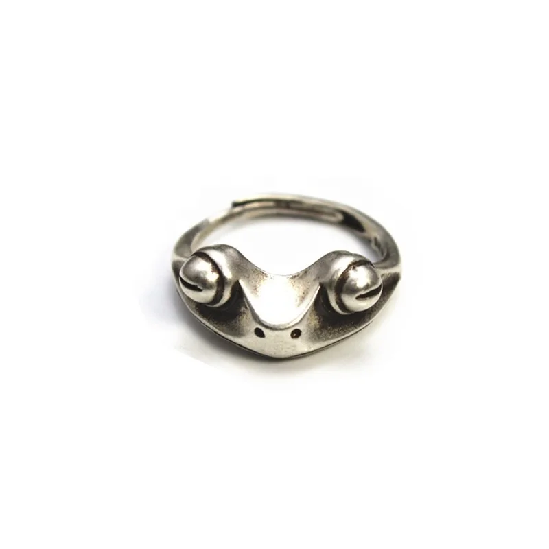 S925 Silver retro Frog Ring opening adjustable Creative Animal Golden Toad Ring Silver Jewelry
