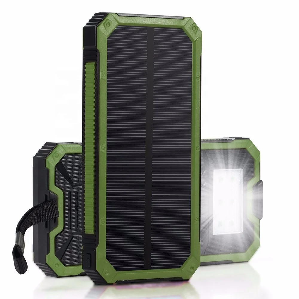 High capacity Solar Charger fast charging dual USB ports 20000mAh outdoor solar power bank with LED flashlight
