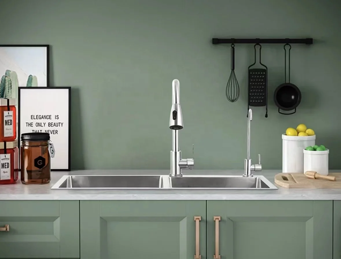 Handcrafted Custom Rectangular Double Bowl Practical Sink, New Base, Portable Hand Washing Household Sink