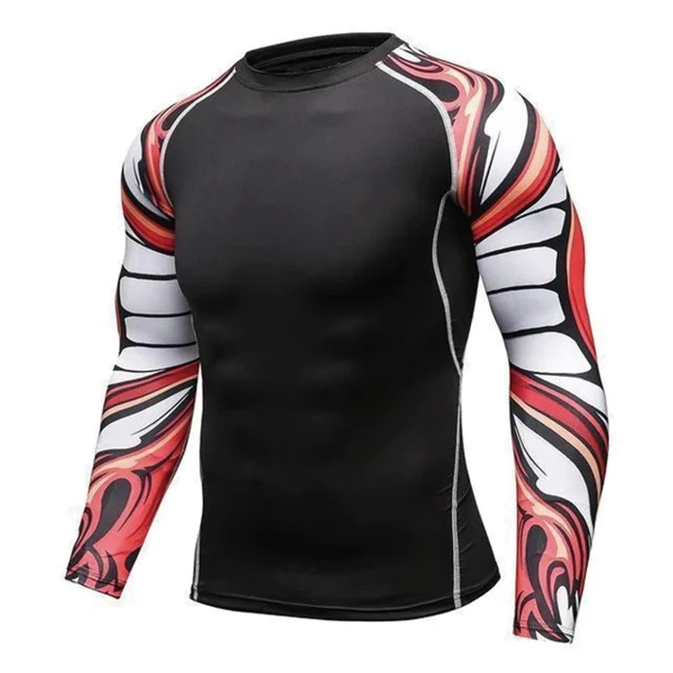 
Long Sleeve Mens mma Compression Clothing jiu jitsu rash guard Custom Bjj Rash Guard Compression Shirts 