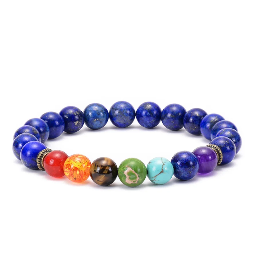 
Top sellers 2020 amazon essential oil accessories healing stones jewelry chakra lava yoga mala crown beads bracelet for gift 