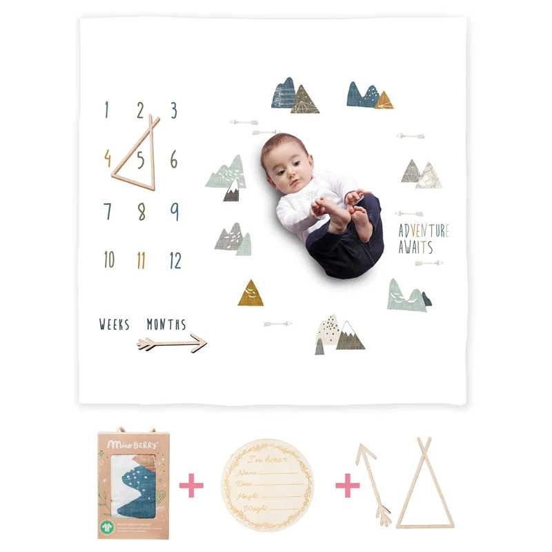  Уникальное органическое двухстороннее детское одеяло milestone cozy