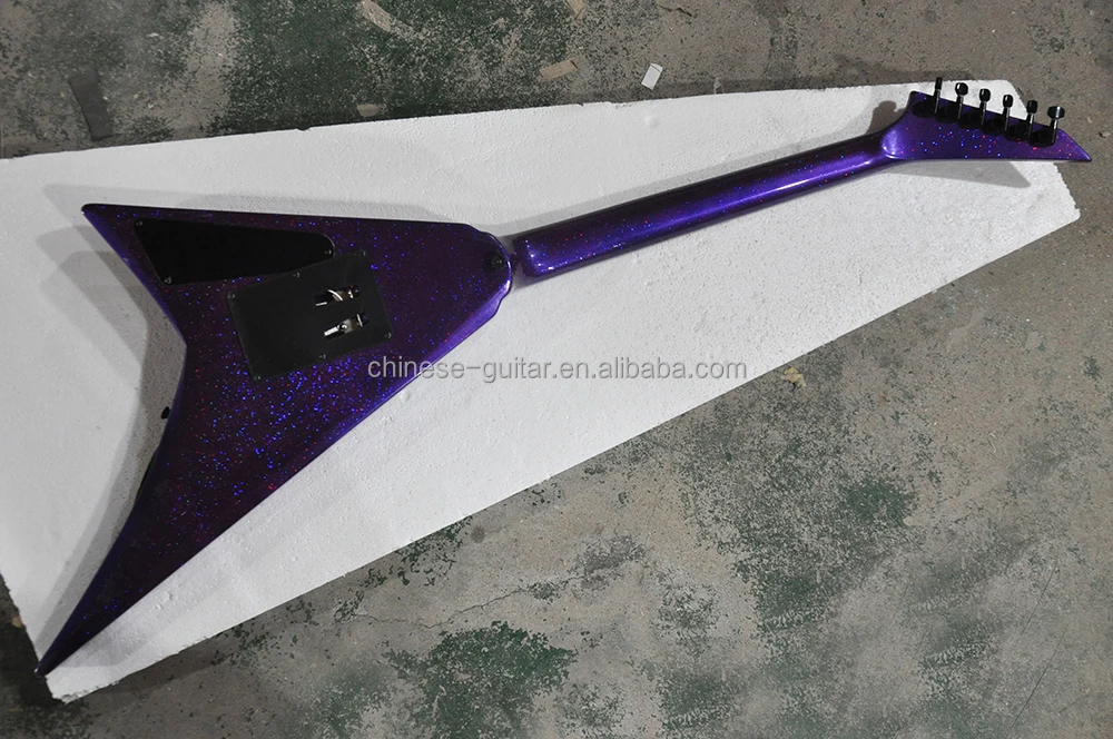 Flyoung shiny particles Paint electric Guitar Factory High QUality Guitars Flying V shape Guitar