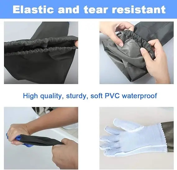 Cheep Price Blue Anti-Chemical Acid And Alkali Long Sleeves Cleaning Heavy Duty Industrial PVC Chemical Resistant Work Gloves