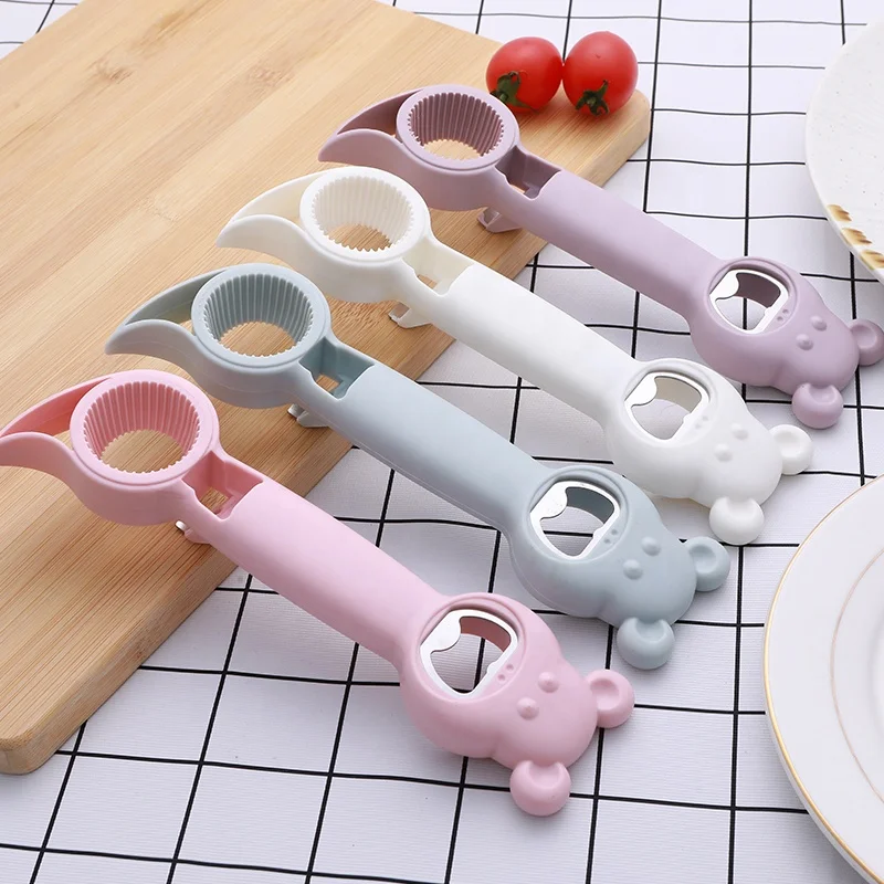 Bear Shape 4 In 1 Lid Jar Opener Screw Bottle Opener Can Nonslip Twist Bottle Launcher Opener Kitchen Gadget