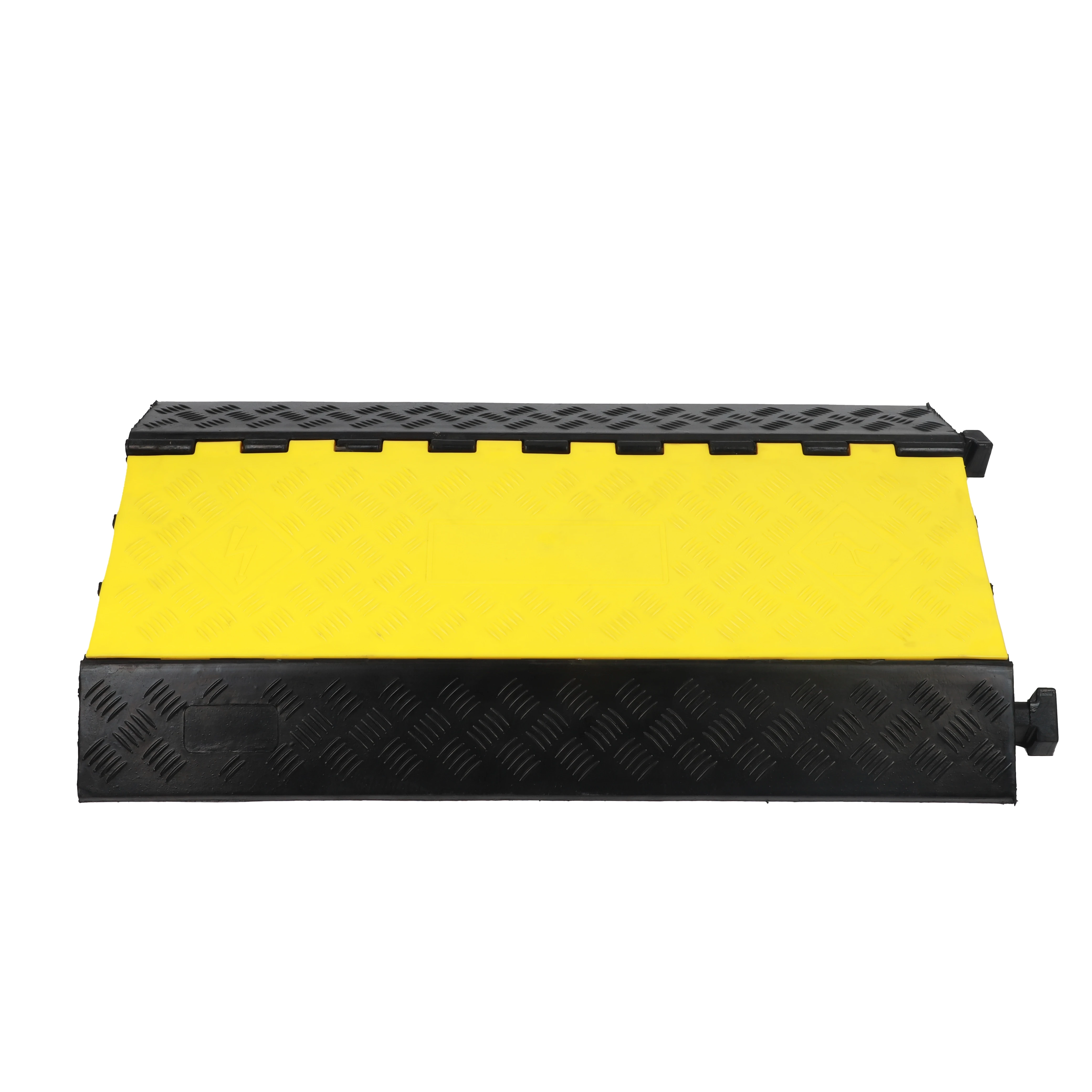 SW-3XC04 Wholesale 3 Channel Safety Speed Hump Rubber Electrical Cable Protector Ramp with Plastic Cover Floor Bridge Protector