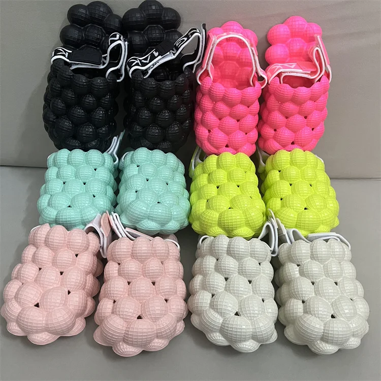 NEW bubble slippers massage golf ball shoes Toddler Baby Black Pink Boy girl kids bubble slides with straps