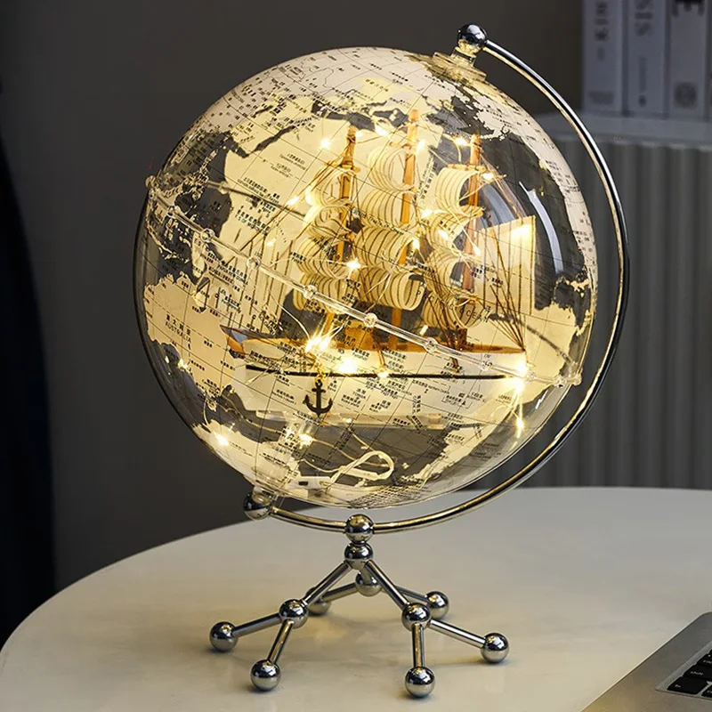 OEM ODM Customized HD Printing Acrylic Clear Eearth Globe Illuminated Table Decor Globes