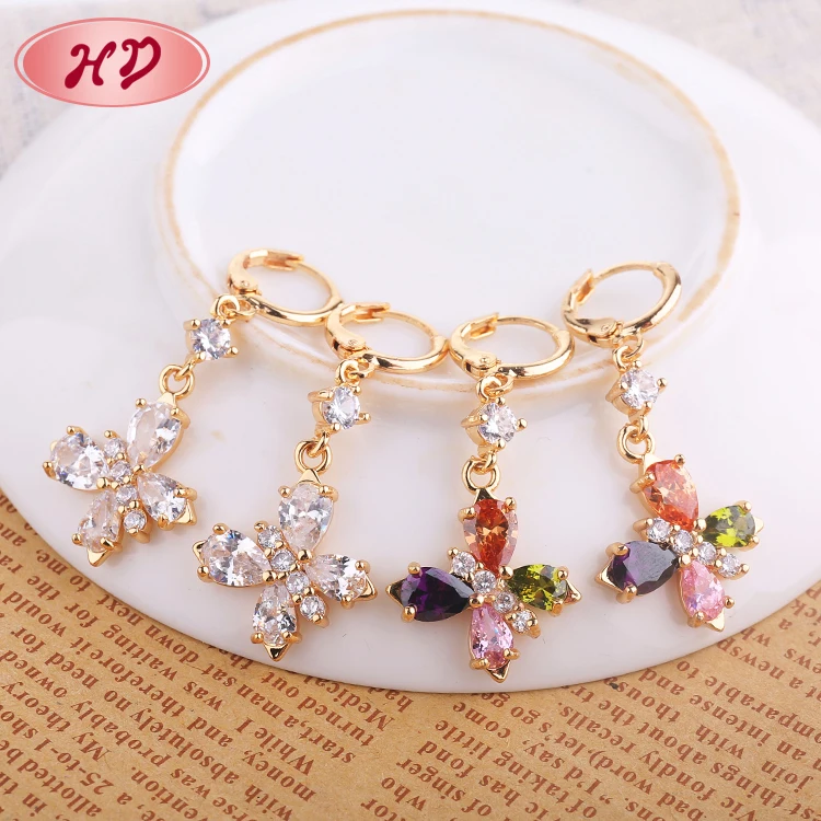 Dubai Gold Jewelry Fashion Design Big Chain Hanging Earrings Of Peacock Earring Models