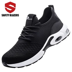 Anti Puncture Anti Slipping labor protection breathable  steel toe walking hiking casual safety boots shoes men lightweight