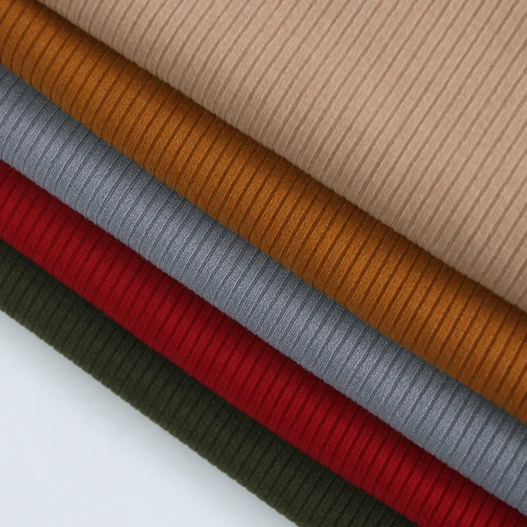 Pit Rib Fabric for Cardigan Wholesale 95%polyester 5%spandex Rib Knit 300gsm 32 Stretch Fabric Spandex Fabric Plain Dyed 165cm