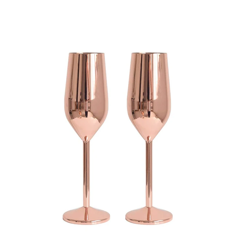 Whit wine Champagne Flutes Prosecco Glasses Stainless Steel Rose Gold Copper Finished 220ml with Gift Boxed champagne glasses