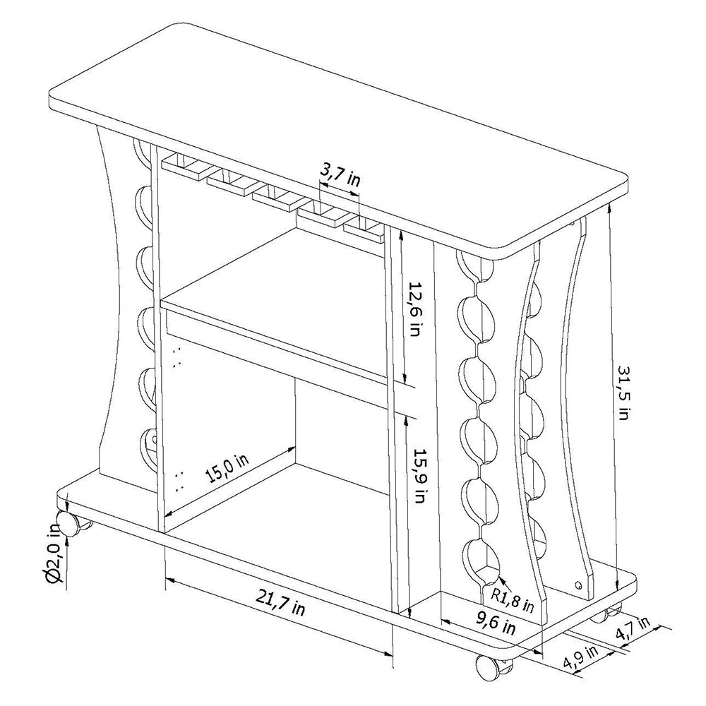 
Northlawn Espresso Buffet table with wood Wine Rack bar cabinet 