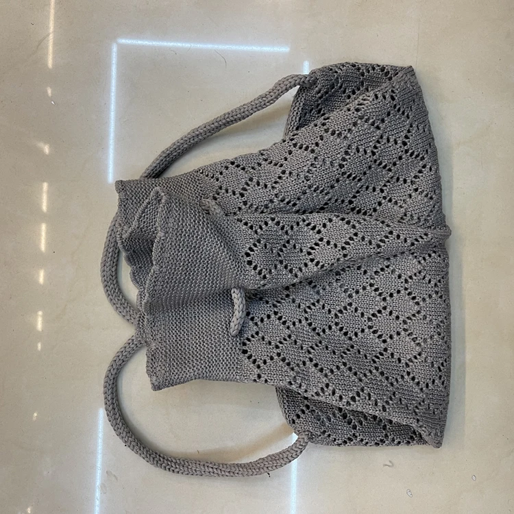 Factory Custom Fashion Portable Crochet Large Capacity Shopping Hollow Out Knitted Bag Backpack