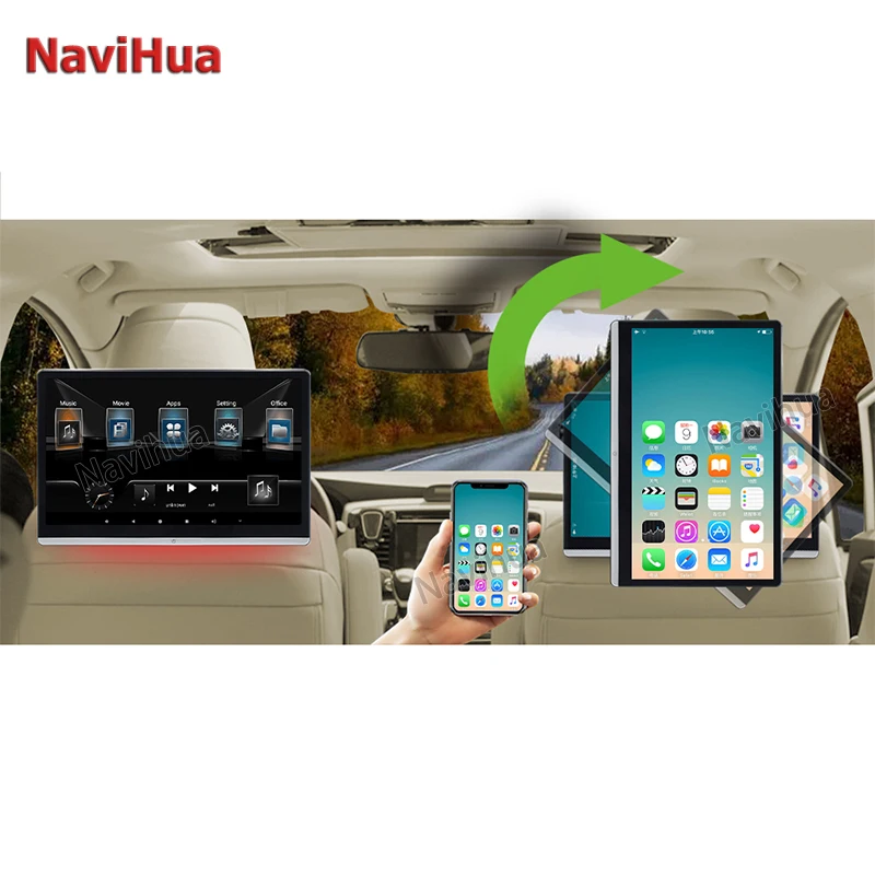 NAVIHUA 14 Inch Headrest TV 4K Car Monitor Multifunction Tablet LCD Car Headrest Monitor for Universal Rear-seat Entertainment