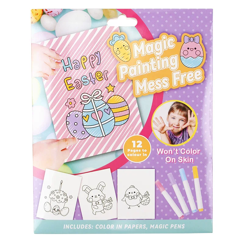 Magic Painting Mess Free Coloring Kit with 12 Pages and Magic Pens, Perfect for Toddlers and Young Children, for Girl and  Boy