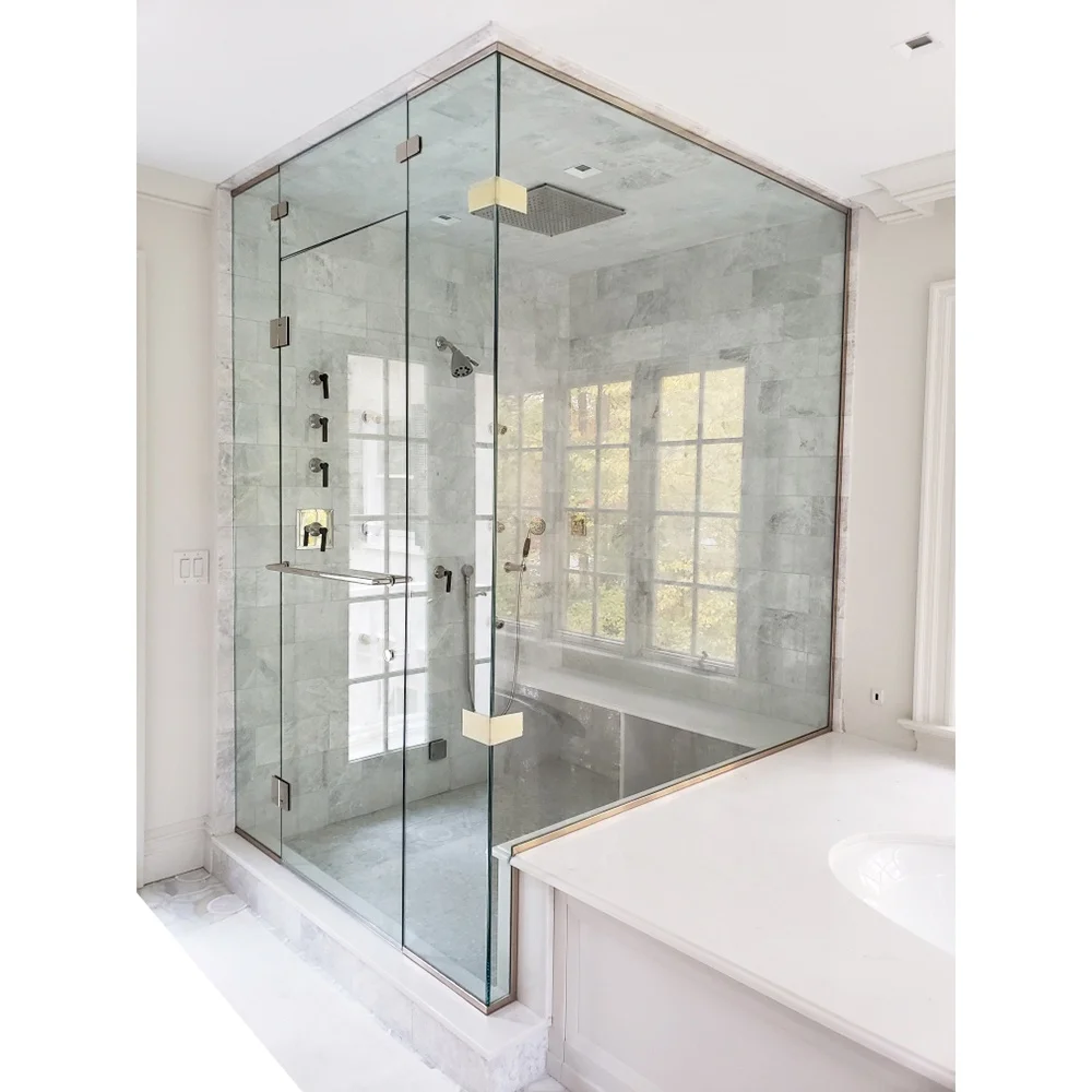 Factory Direct Sale Bathroom Enclosure Frameless Sliding Tempered Glass Shower Room Toughened Glass Shower Cabins