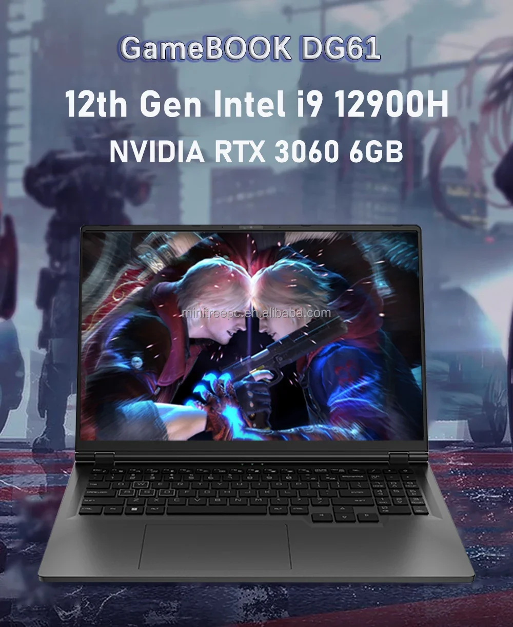 MiniTree Core i9 12900H 12th Gen Gaming Laptop 16.1 Inch 2.5K RGB RTX3060 6GB DDR4 Max 64GB PCIE4.0 1TB Gaming Computer Win11PRO