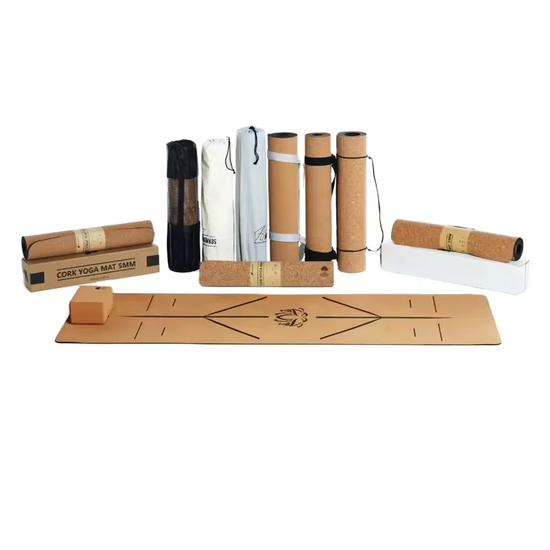 Umicca Natural Rubber Yoga Mat Cork Wholesale Custom Organic Joga Cork Rubber Thick Yoga Mat Eco Friendly Yoga Matte