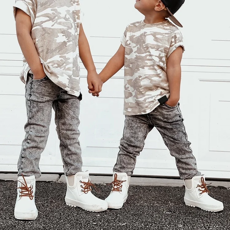 Hot Selling Acid wash Slim Fit Jeans Pants For Baby Boys Stretchy Soft Material Kids Jeans