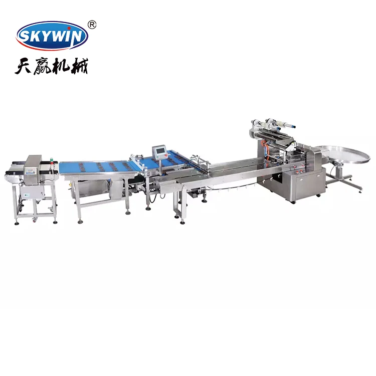 High Speed Automatic Feeding Line Chocolate Granola Bar Pillow Packaging Line Sachet Packaging Machine For Biscuit Plant