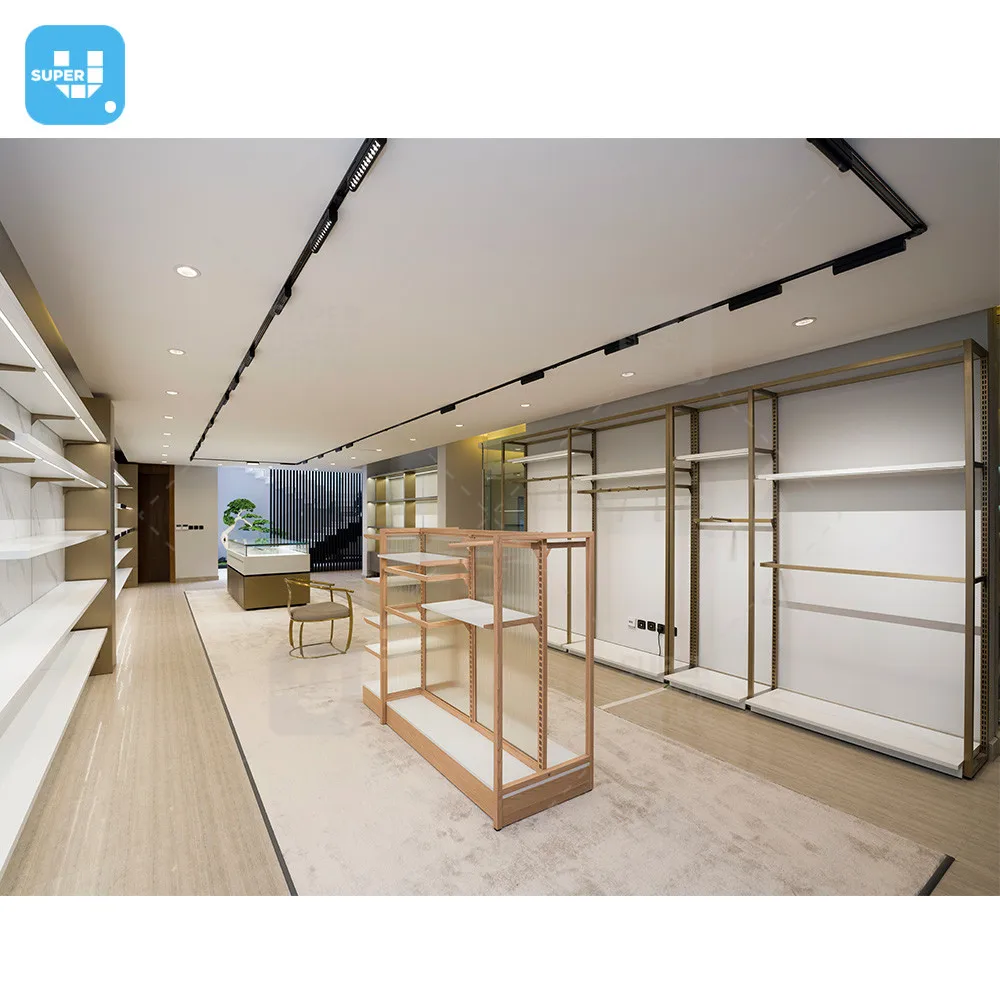 Customized Retail Display Shelf Furniture Wooden Showroom Interior Design Bespoke Metal Showroom Display Cabinet