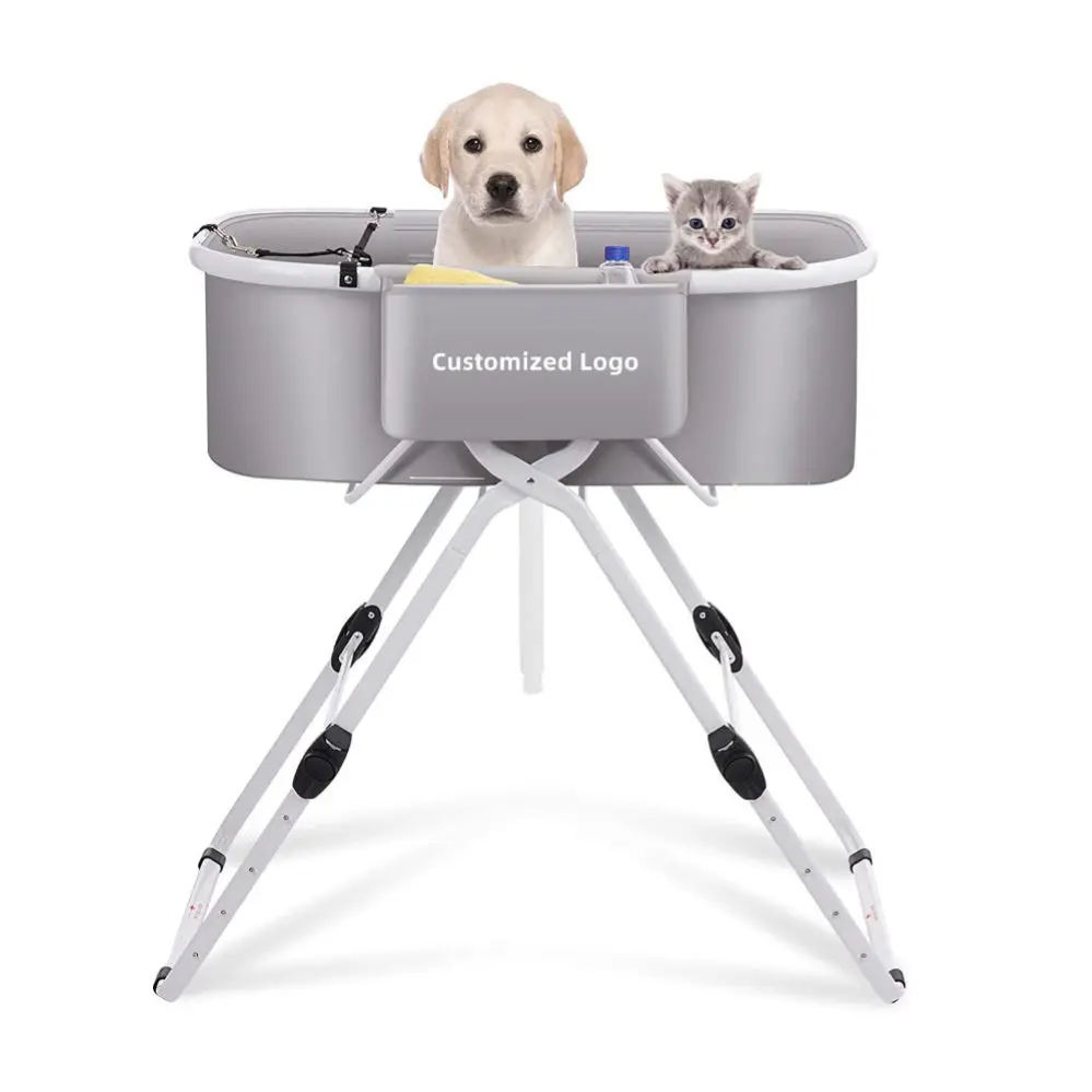 Outdoor and Indoor Elevated Foldable and Portable Dog Bath Tub and Wash Station for Bathing Shower and Grooming