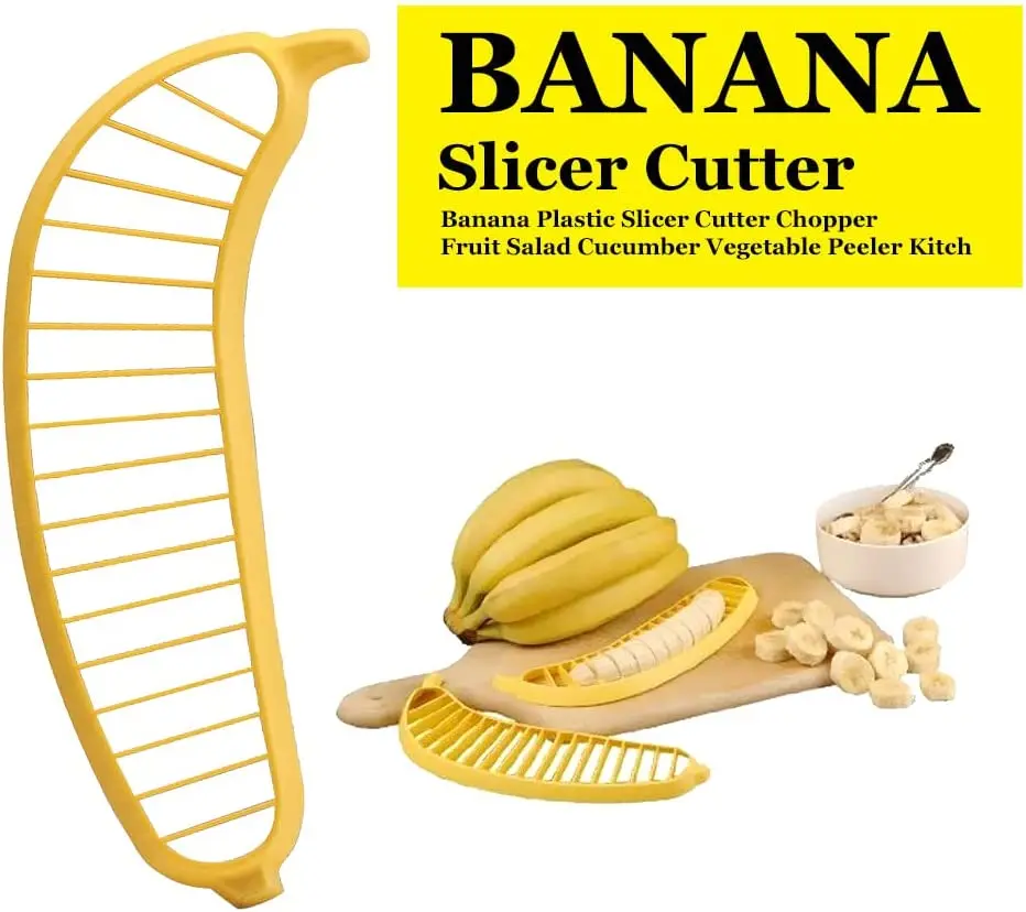 Easy Control Reusable Durable Banana Slicer Practical Kitchen Tool Plastic Salad Fruit Peeler Cutter Chopper