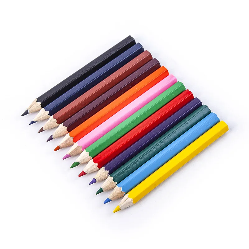 3.5 inches Bulk Wooden Colored Pencils Personalized Short Paint Novelty Drawing Graffiti Mini Colored Pencils for Kids