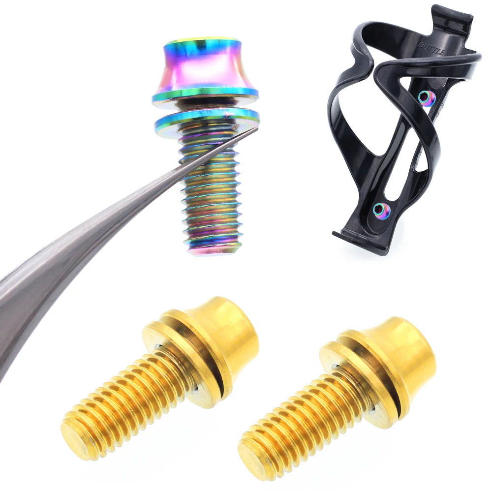 
M5x12mm TC4 titanium alloy water bottle cage Fixing bolts screw with washer mountain road bicycle air cylinder fixing bolts 