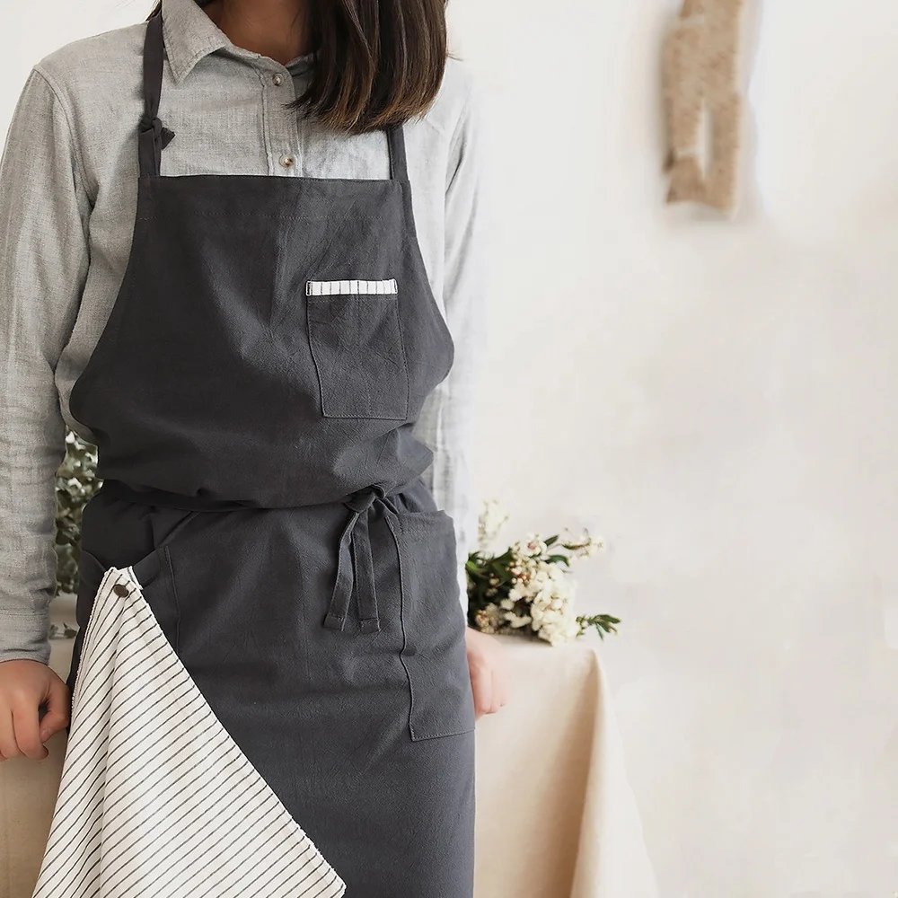 Wholesale Japanese Korea style apron 100 cotton kitchen wear chef apron