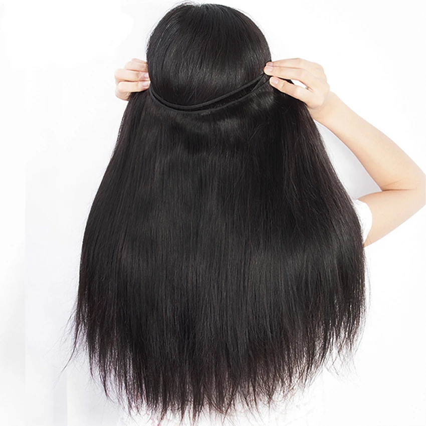 Factory Price Unprocessed Human Hair Bundles Extensions Natural Black 10-30Inch Brazilian Straight Hair Bundles For Black Woman