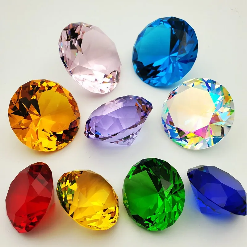 MH-0085L Colors K9 Crystal Diamond Paperweight Polished  Diamond Weddings Birthdays Decorative Feng Shui Table Decorations